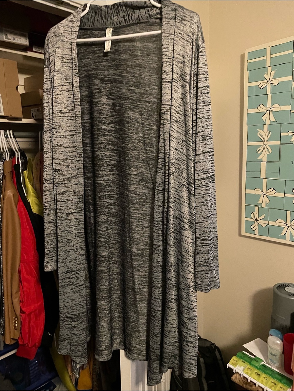 PerSeption Concept Gray Marled Open-Front Cardigan